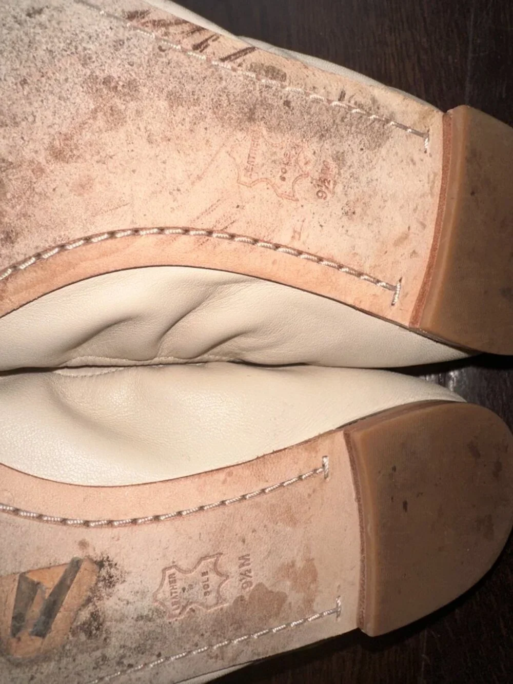 Tory Burch Cream and Black Leather Ballet Flats